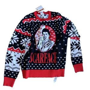 Scarface Tony Montana Al Pacino Light Up Knit Sweater Medium Ugly Christmas